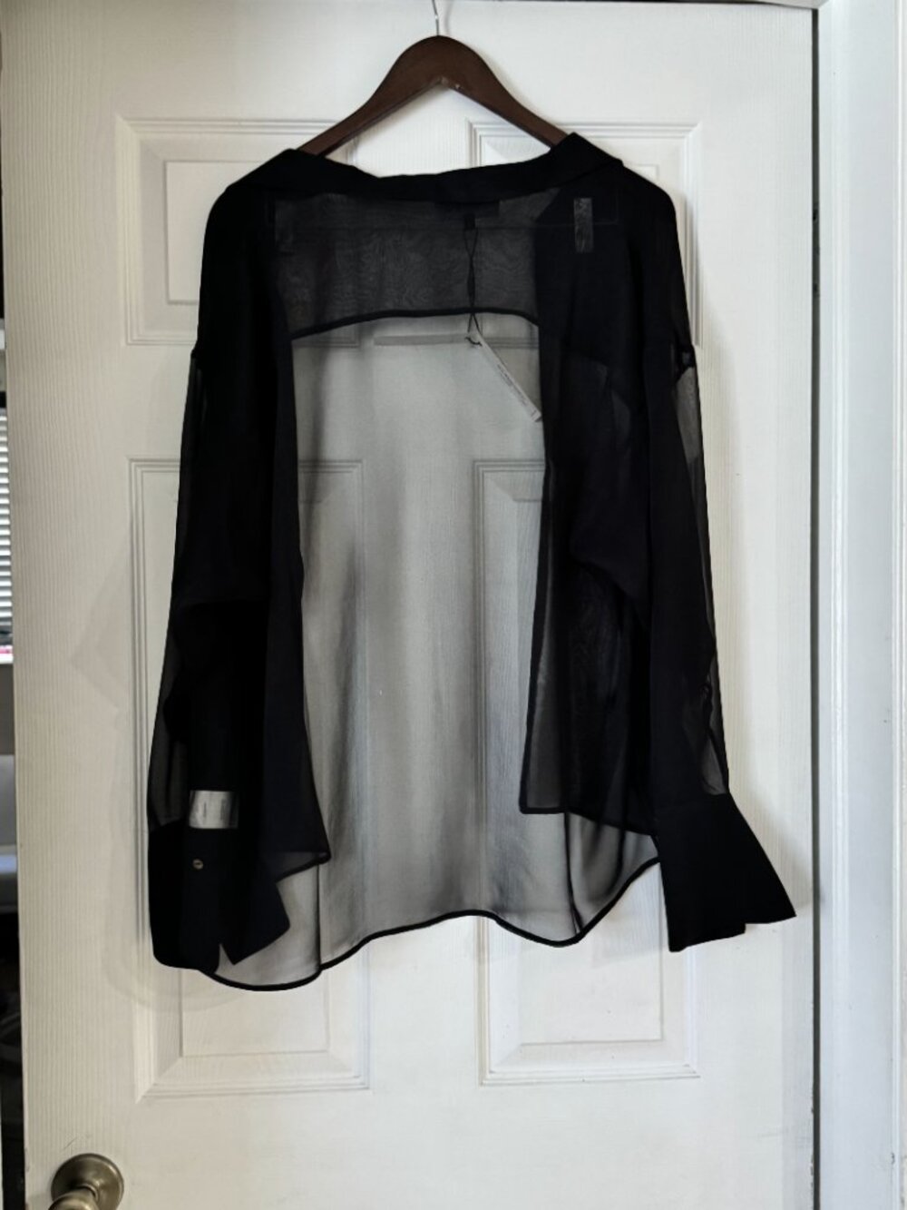 Retrofete Ramona Silk Chiffon Shirt Black M NWT Sheer - Picture 7 of 7